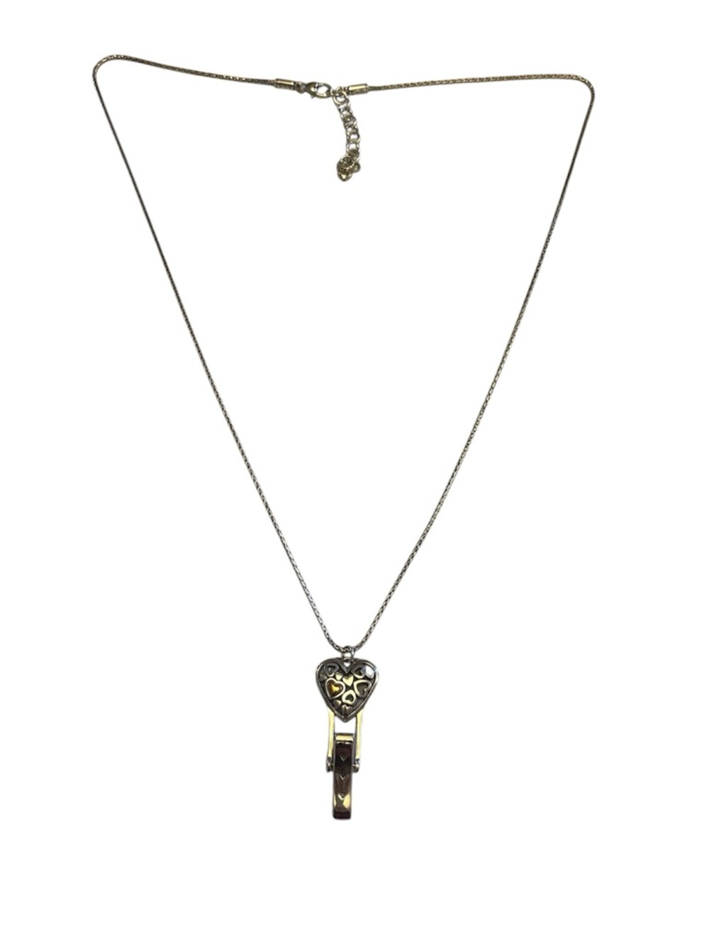 Brighton Necklace Lanyard Badge Clip Silver Plated Heart Design